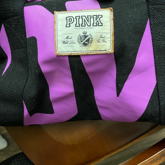 PINK Victoria's Secret Black Tote with Purple Accents - Picture 10 of 10